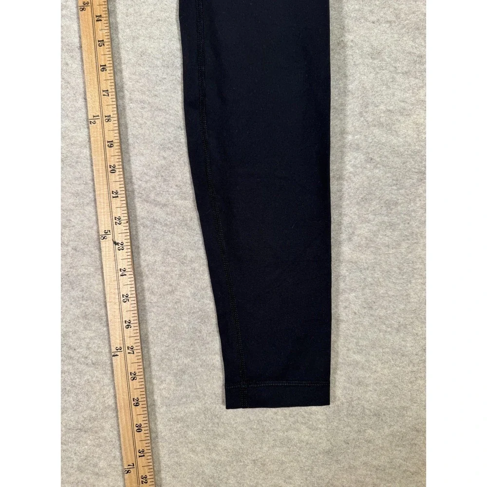 Lululemon Leggings Womens‎ 10 Black Ankle Mid Rise Yoga Gym Print Waistband